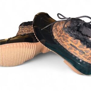 JustFab Black and Leopard Ankle Boots